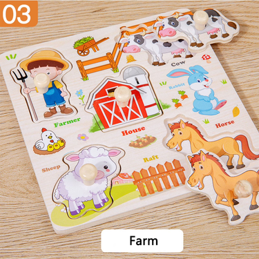 Wooden Farm Themed Puzzle Board With Knobs